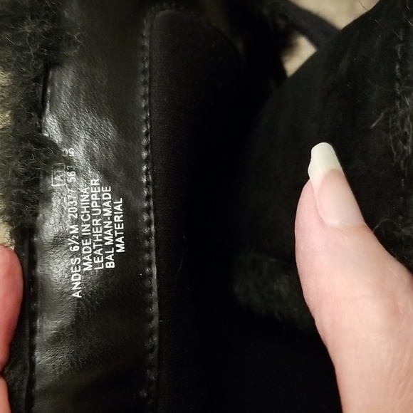 Black suede lined,lace up wedge boots - Picture 4 of 7